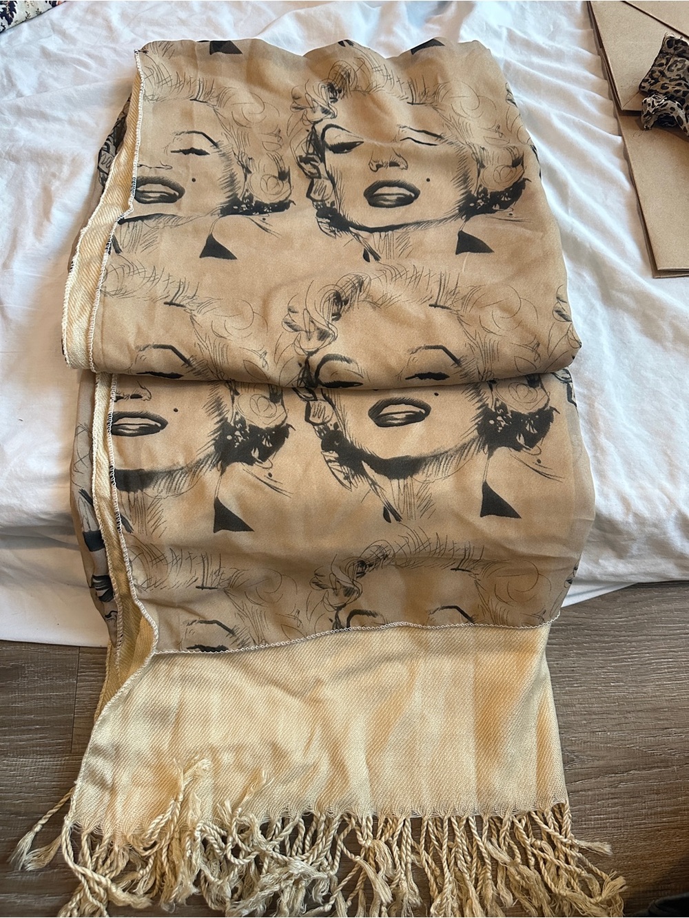 Women’s Beige Printed Scarf-Style Jeans Accessory